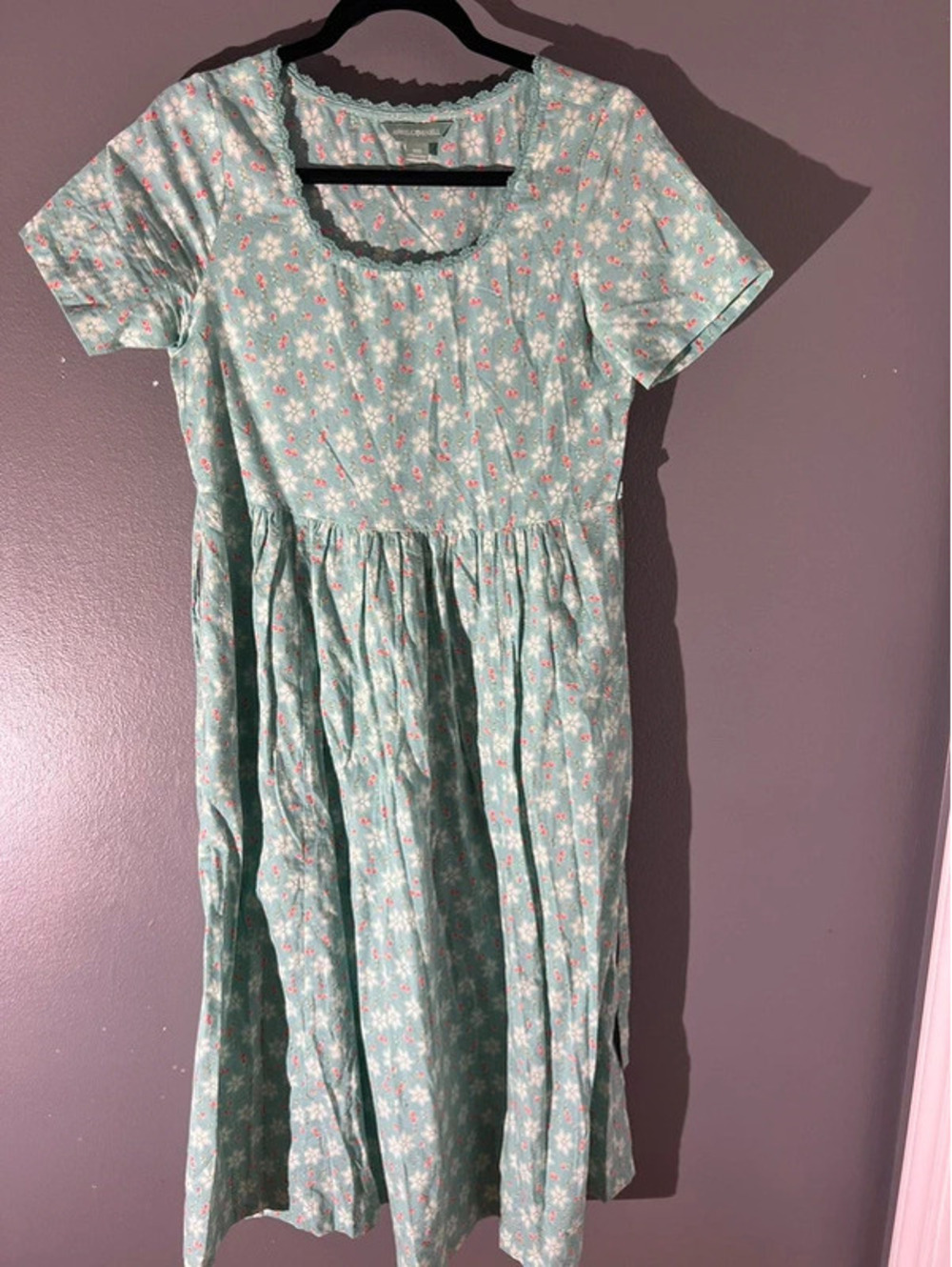 April Cornell Mint Green Ditsy Floral Short Sleeve Dress